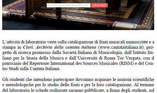 Laboratorio di Biblioteconomia musicale Laboratorio di Biblioteconomia musicale