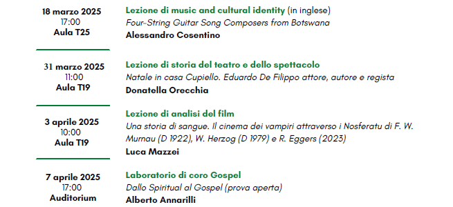 Lezioni aperte di Musica e Spettacolo 2025
